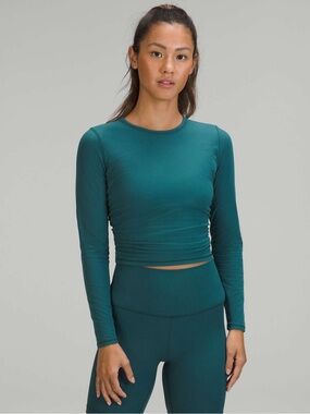 lululemon athletica Teal Long Sleeve Ribbed Crop Top